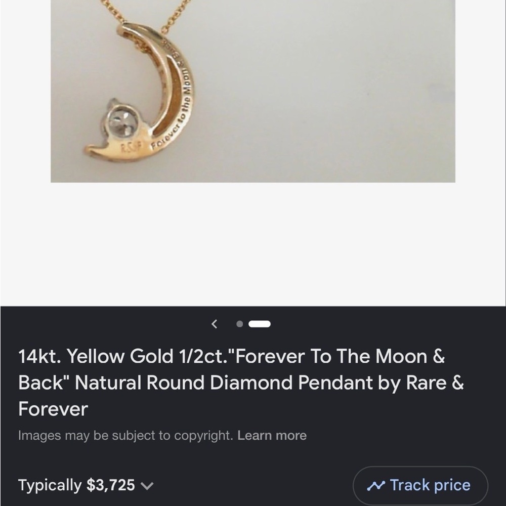 Rare and Forever To the moon and back Gold Diamond Star Necklace - Picture 6 of 6